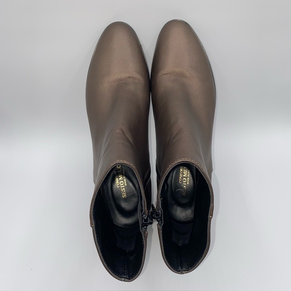 Comfort Sesto Meucci Bronze Metallic 7” Tall Ankle Boots Zip  2”Heel Like New - Picture 11 of 15